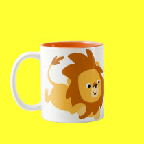 Cute Cartoon Gamboling Lion Mug mugs