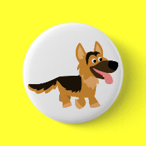 Nettes Karikatur-Schäferhund-Hundeknopf-Abzeichen buttons