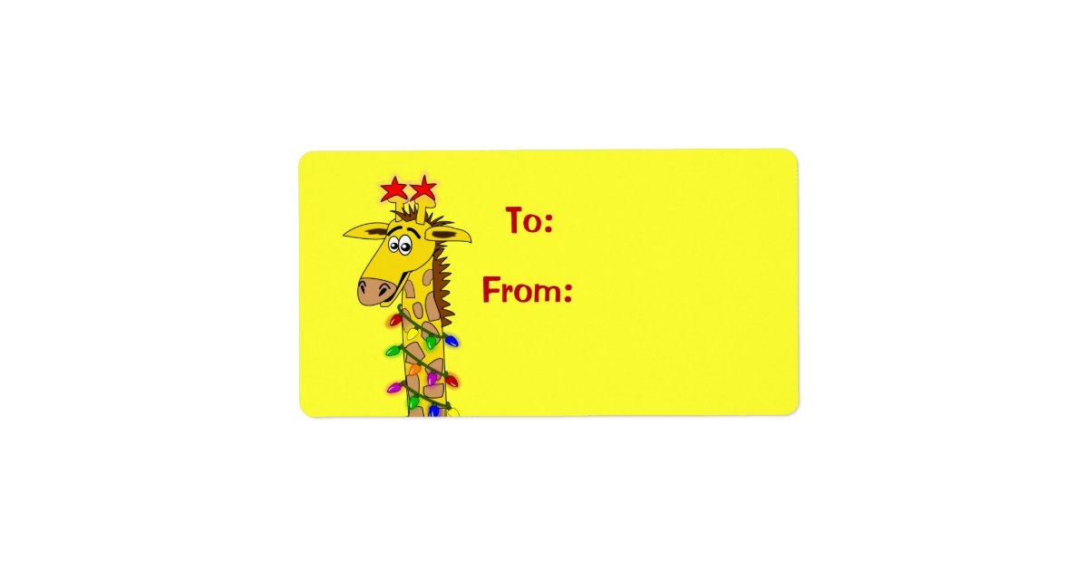Cute Cartoon Giraffe Xmas Gift Tag Labels Template Zazzle