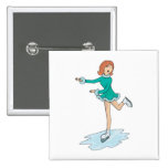 cute cartoon girl figure skating buttons
