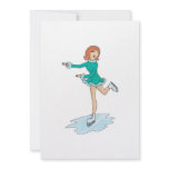 cute cartoon girl figure skating invitation