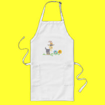 Cute Cartoon Goat and Flowers Cooking Apron by Lioness_Graphics Cute Cartoon Goat and Flowers Cooking Apron