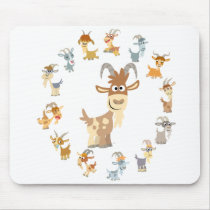 Cute Cartoon Goat Mandala Mousepad by Lioness_Graphics Cute Cartoon Goat Mandala Mousepad