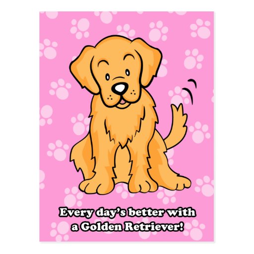 Cute Cartoon Golden Retriever Postcard | Zazzle