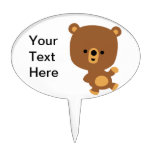 Cute Cartoon 'Good Vibe' Bear Cake Topper cake picks
