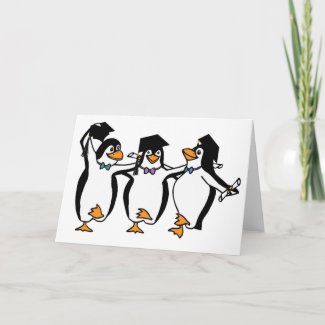 Cute Cartoon Graduating Penguins card