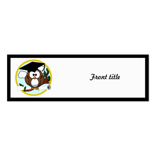 Cute Cartoon Graduation Owl With Cap & Diploma Business Card (front side)
