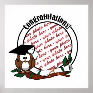 Cute Cartoon Graduation Owl With Cap & Diploma zazzle_print