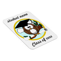 Cute Cartoon Graduation Owl With Cap & Diploma Flexible Magnets