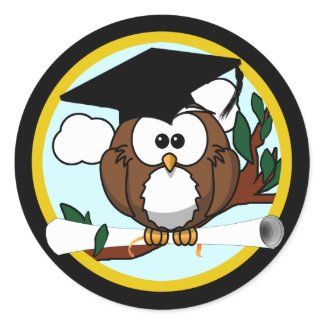 Cute Cartoon Graduation Owl With Cap & Diploma sticker