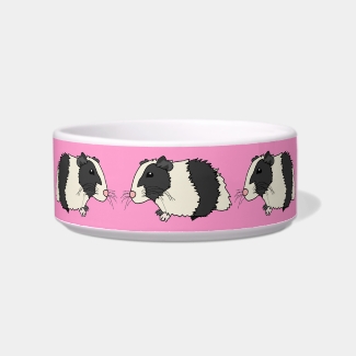 Cute Cartoon Guinea Pigs Pink Pet Bowl