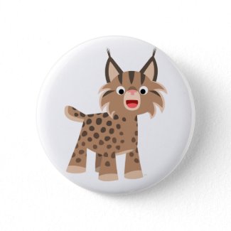Cute Cartoon Happy Lynx Button Badge button