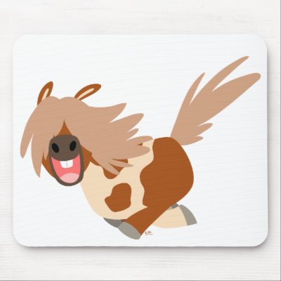 Cute Cartoon Happy Pinto Pony mousepad by Lioness_Graphics