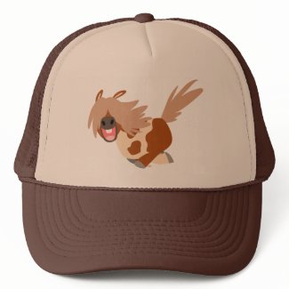 Cute Cartoon Happy Pinto Pony Trucker Hat hat
