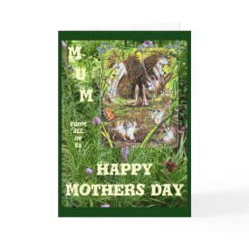 Cute Cartoon hedgehogs Card - Mother's Day card