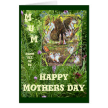 Cute Cartoon hedgehogs Card - Mother's Day