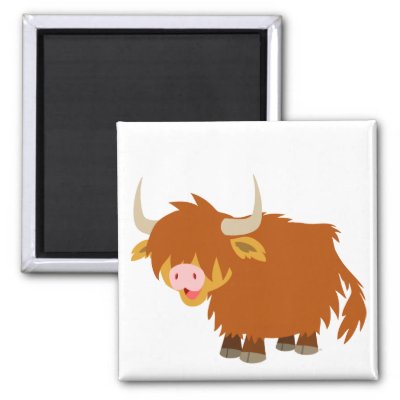 Cute Cartoon Highland Cow Magnet