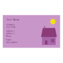 Cute Cartoon House Real Estate Customizable Lilac Business Card Templates
