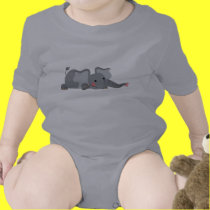 Nette Karikatur-hungriges Elefant-Baby Onesie t-shirts