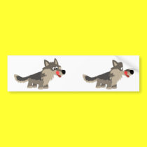 Cute Cartoon Hungry Wolf  Bumper Sticker bumper stickers