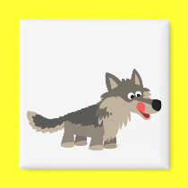 Nette Karikatur-hungriger Wolf-Magnet