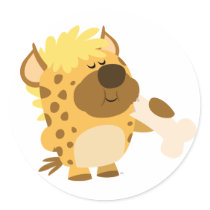 Cute Cartoon Hyena Crushing a Bone Sticker by Lioness_Graphics Cute Cartoon Hyena Crushing a Bone Sticker