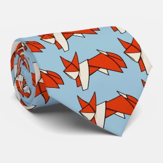 Cute Cartoon Illustration Of A Origami Fox Tie