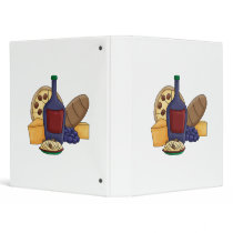 Cute Cartoon Italian Food Pasta Bread Wine Cheese Binders