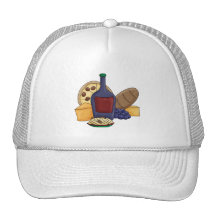 Cute Cartoon Italian Food Pasta Bread Wine Cheese Trucker Hat