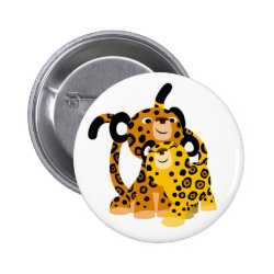 Cute Cartoon Jaguars In Love Button Badge