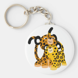 Cute Cartoon Jaguars In Love Keychain