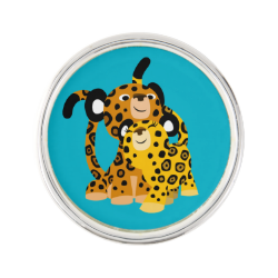 Cute Cartoon Jaguars In Love Lapel Pin