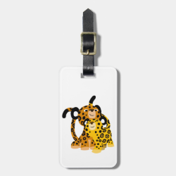Cute Cartoon Jaguars In Love Luggage Tag