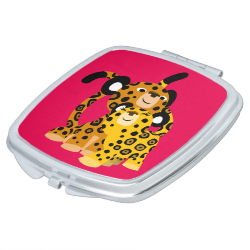 Cute Cartoon Jaguars In Love Pocket Mirror Makeup Mirrors