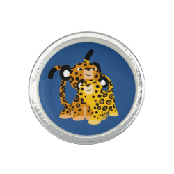 Cute Cartoon Jaguars In Love Ring