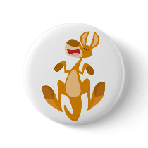 Cute Cartoon Jumping Kangaroo Button Badge