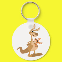 Cute Cartoon Kangaroo Mum and Joey Keychain