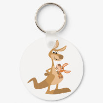 Cute Cartoon Kangaroo Mum and Joey Keychain