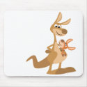 Cute Cartoon Kangaroo Mum and Joey Mousepad