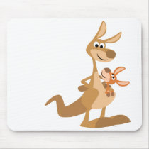 Cute Cartoon Kangaroo Mum and Joey Mousepad by Lioness_Graphics Cute Cartoon Kangaroo Mum and Joey Mousepad