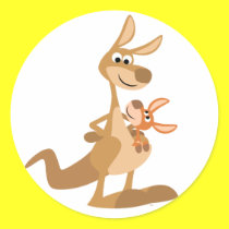 Netter Karikatur-Känguru Mama-und Joey Aufkleber sticker