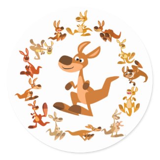 Cute Cartoon Kangaroos Mandala Sticker sticker