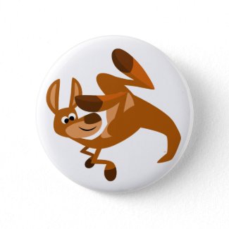 Cute Cartoon Kangaroo's Somersault Button Badge button