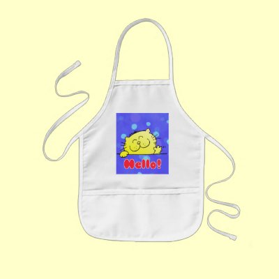 Cute Cartoon Kitty Hello | Kitty Says Hello Apron by Toonboy