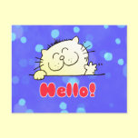 Cute Cartoon Kitty Hello Postcard