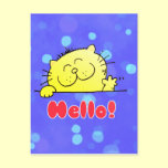 Cute Cartoon Kitty Hello Post Card