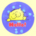 Cute Cartoon Kitty Hello Sticker