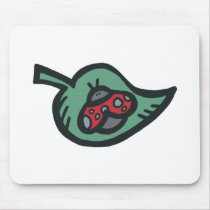 cute cartoon ladybug on leaf mousepads
