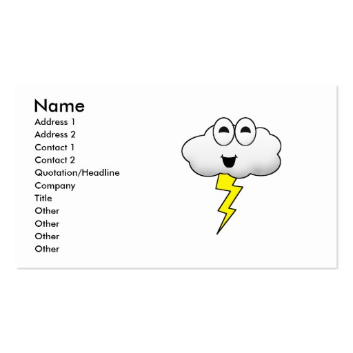 Cute Cartoon Lightning Cloud Business Cards