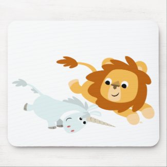 Cute Cartoon Lion and Unicorn mousepad mousepad